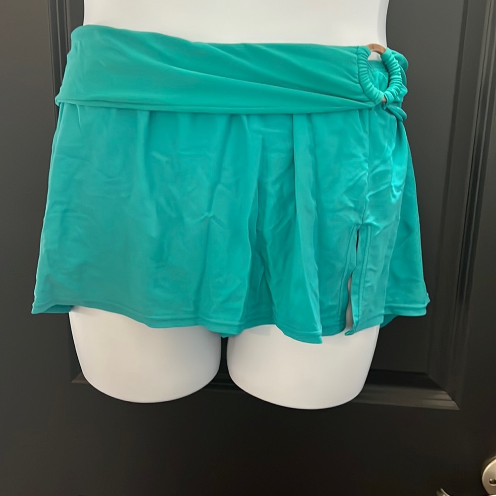 Lane Bryant Cacique Swim Bottoms Slitted Skirt Turquoise 26